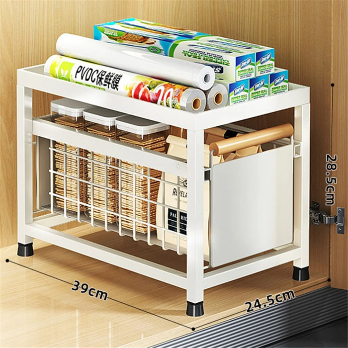 006-ZWJ-6938-1WH Spice Rack Organizer Multifunctional Pull Out Seasoning Rack for Kitchen Cabinet, 39x24.5x28.5cm - White - 5