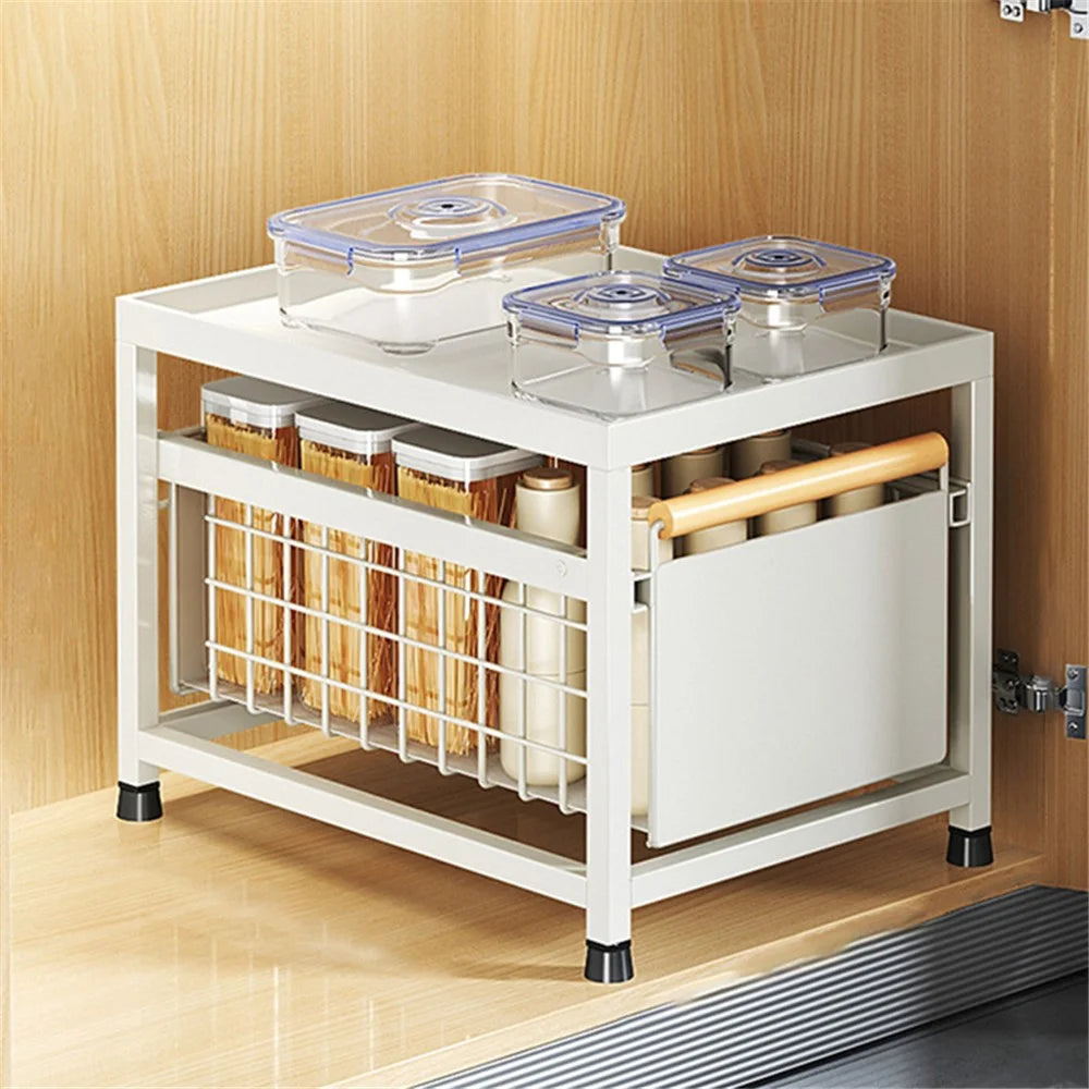 006-ZWJ-6939-1WH Kitchen Seasoning Spice Jar Rack Countertop Bowl Plate Shelf - Size L, Single Layer - 1