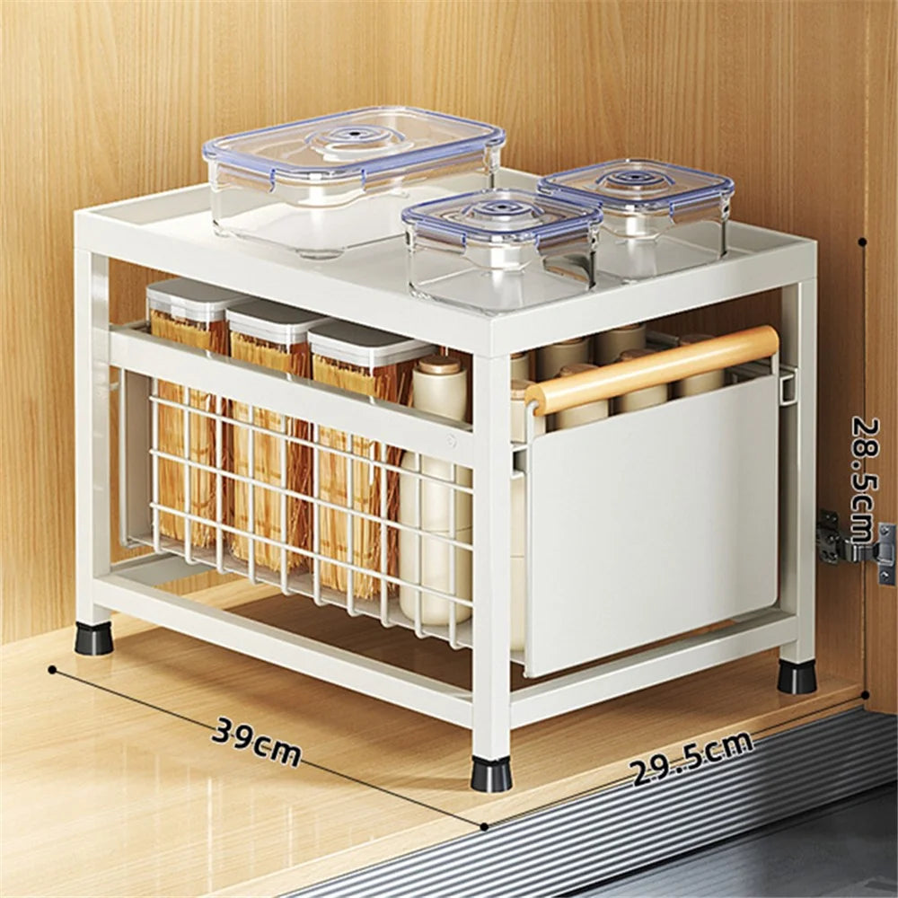 006-ZWJ-6939-1WH Kitchen Seasoning Spice Jar Rack Countertop Bowl Plate Shelf - Size L, Single Layer - 4