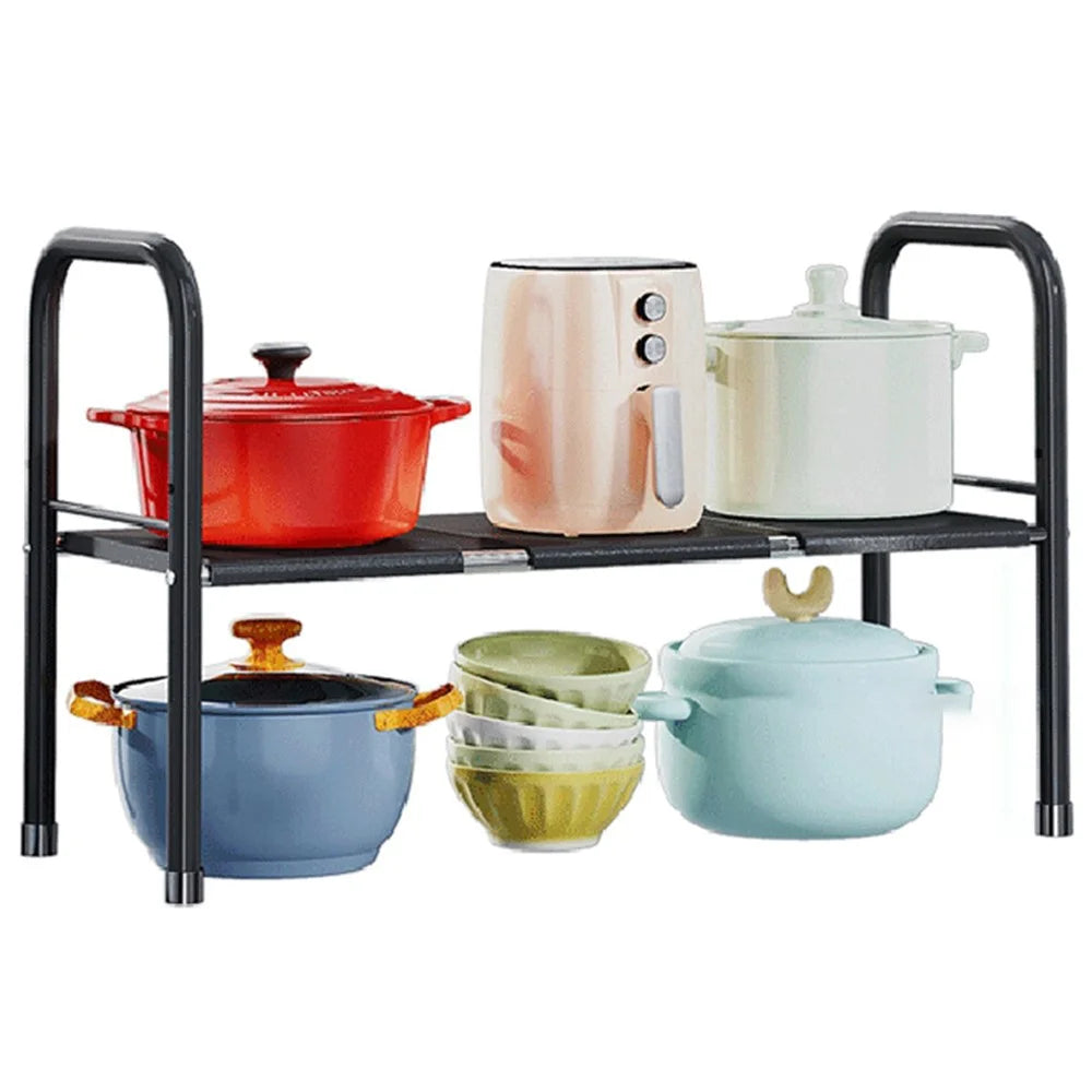006-SCX-6855-3BK Extendable Under Sink Storage Rack Bathroom Cabinet Shelf Organizer - 1