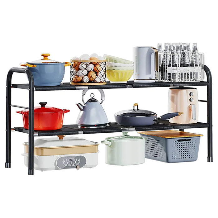 006-SCX-6856-8BK Under Sink Organizer Expandable Cabinet Shelf with 8 Panels, Retractable to 67-82cm - 1