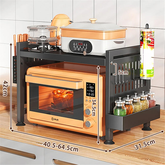 006-WBL-6907C Microwave Rack Organizer for Rice Cooker, Kitchen Countertop Storage Stand - Black - 3
