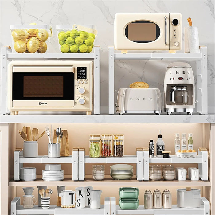 006-ZWJ-70138A-WH Kitchen Cupboard Shelf Spice Jar Plate Storage Rack Saver Organizer, 40x22.5x26cm - 2