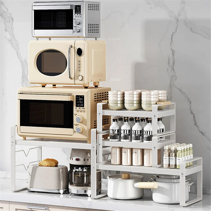 006-ZWJ-70138A-WH Kitchen Cupboard Shelf Spice Jar Plate Storage Rack Saver Organizer, 40x22.5x26cm - 5