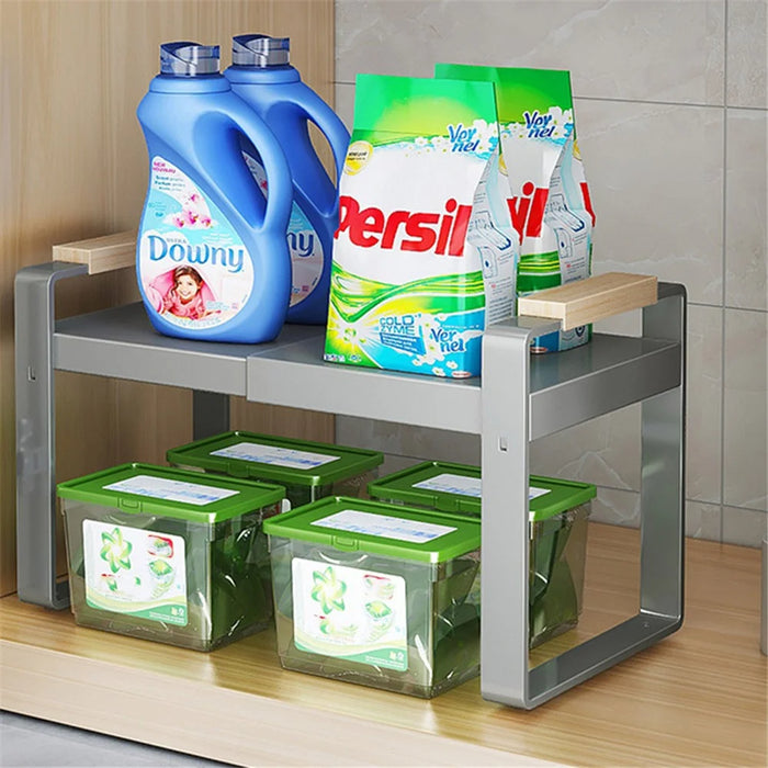 006-ZWJ-70138A-WH Kitchen Cupboard Shelf Spice Jar Plate Storage Rack Saver Organizer, 40x22.5x26cm - 6