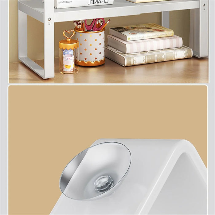 006-ZWJ-70138A-WH Kitchen Cupboard Shelf Spice Jar Plate Storage Rack Saver Organizer, 40x22.5x26cm - 7
