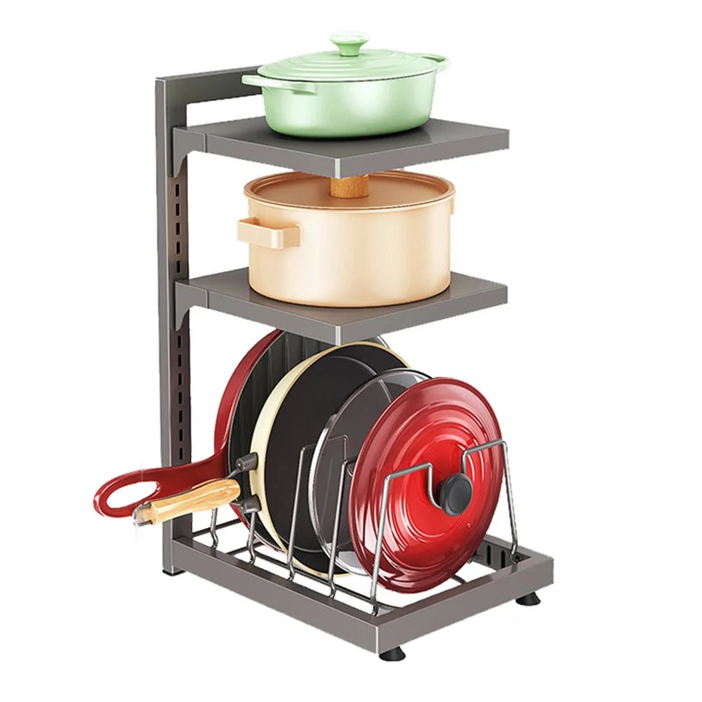 006-GJ-70101-3GY Under Sink Pot Pan Organizer 3-Tiers Kitchen Cabinet Storage Shelf - 1