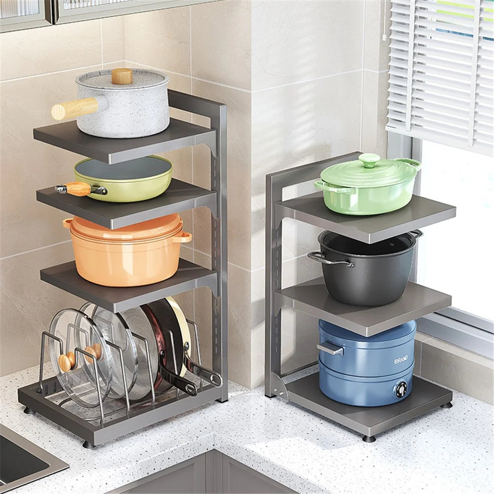 006-GJ-70101-3GY Under Sink Pot Pan Organizer 3-Tiers Kitchen Cabinet Storage Shelf - 3