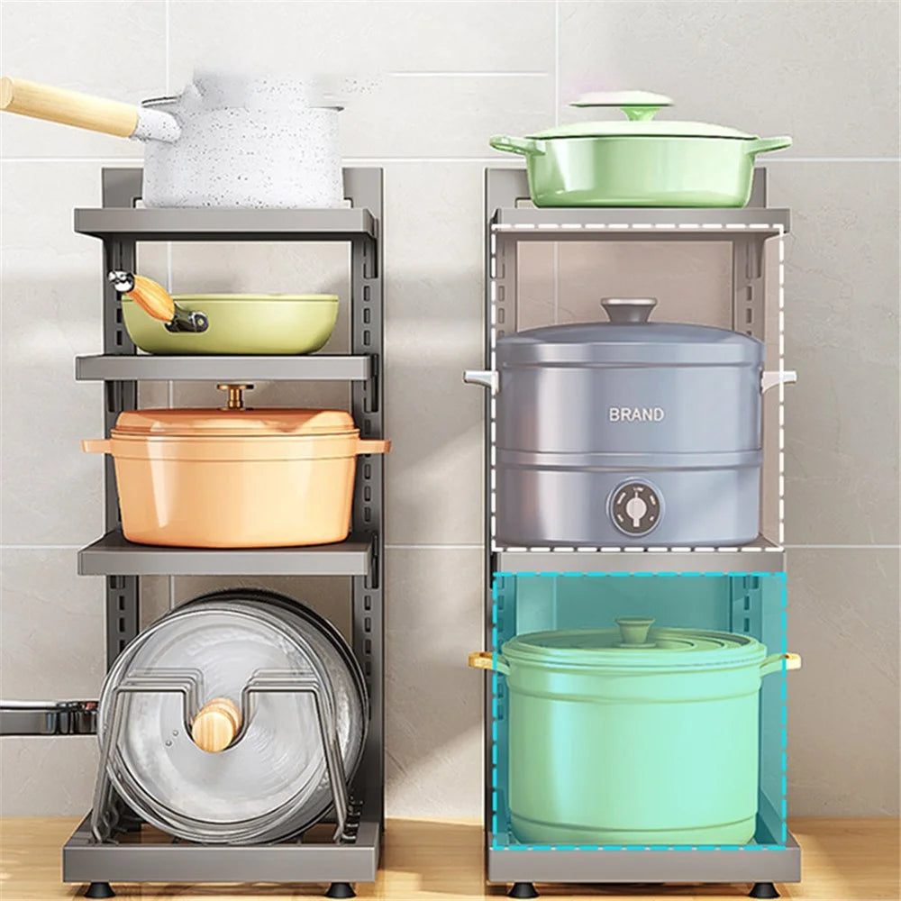006-GJ-70101-3GY Under Sink Pot Pan Organizer 3-Tiers Kitchen Cabinet Storage Shelf - 5