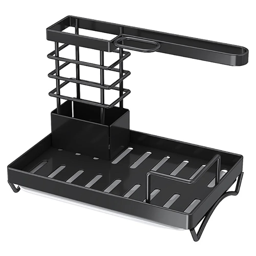 006-MB-7040-BK Chopsticks Knife Fork Holder Dishcloth Rack Multi-Layer Sink Organizer for Kitchen - 2