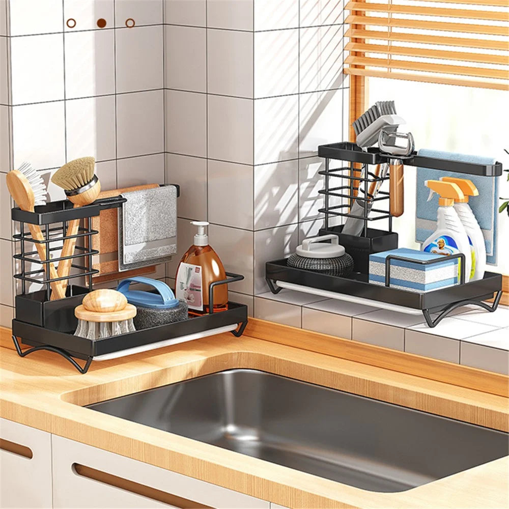 006-MB-7040-BK Chopsticks Knife Fork Holder Dishcloth Rack Multi-Layer Sink Organizer for Kitchen - 7
