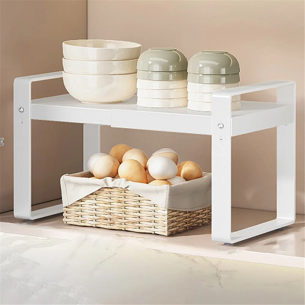 006-ZWJ-70139A-WH Cabinet Storage Shelf Household Countertop Storage Rack for Kitchen Spice Microwave - 1
