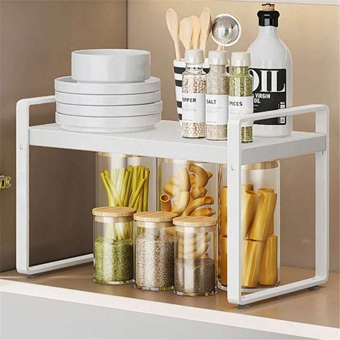 006-ZWJ-70139A-WH Cabinet Storage Shelf Household Countertop Storage Rack for Kitchen Spice Microwave - 2