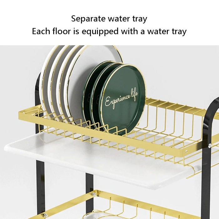 006-6426 2 Layers Dish Drying Rack with Drainboard Adjustable Kitchen Counter Dish Drainer for Knives, Spoons, Forks - 3
