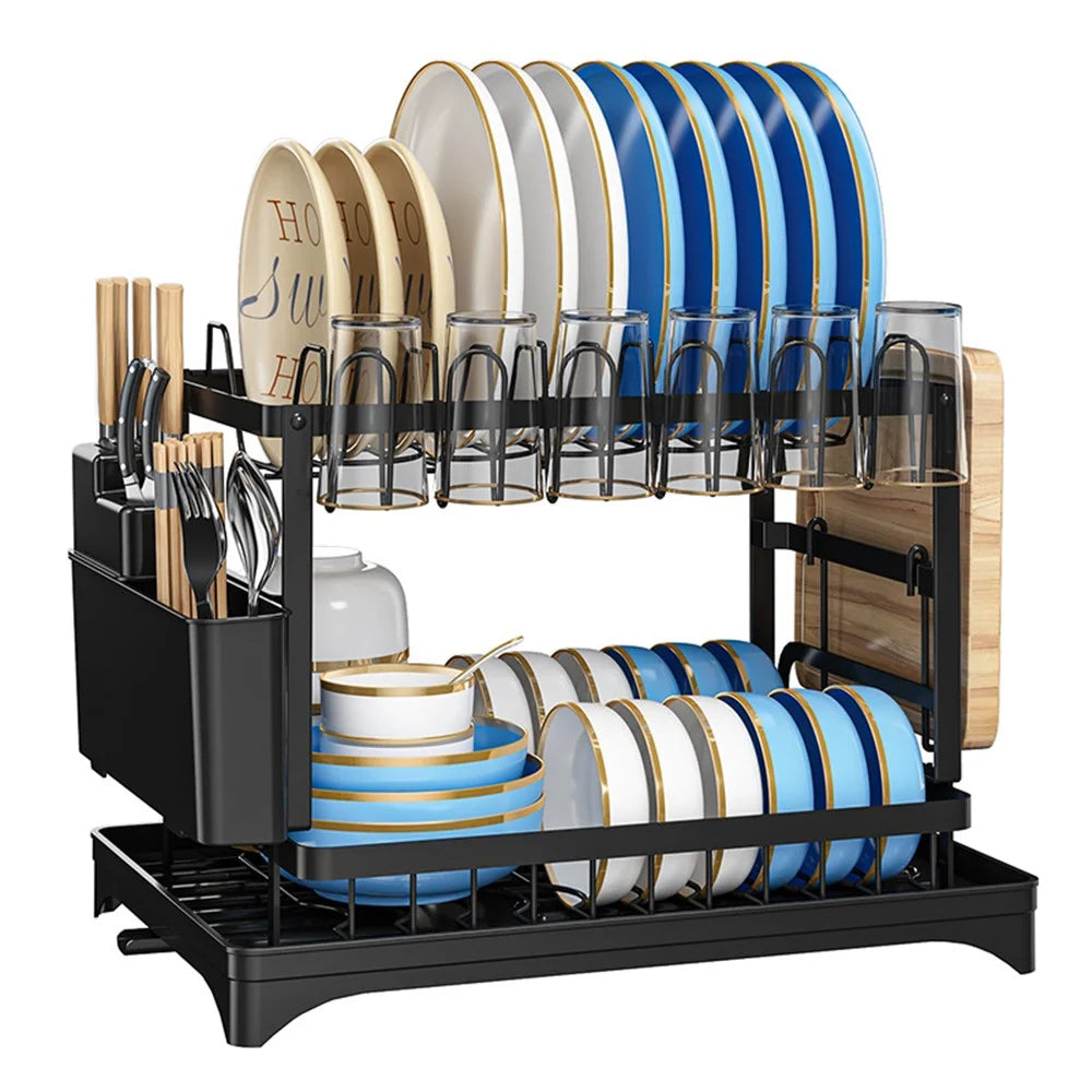 006-WDJ-8018A Kitchen Counter Dish Holder Stand Drying Rack for Knives, Spoons, Forks - Black - 2
