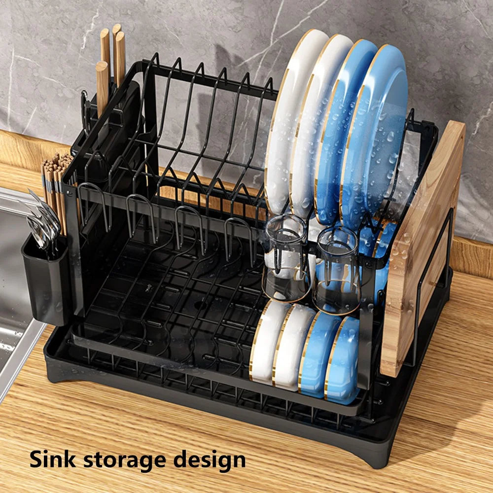 006-WDJ-8018A Kitchen Counter Dish Holder Stand Drying Rack for Knives, Spoons, Forks - Black - 4