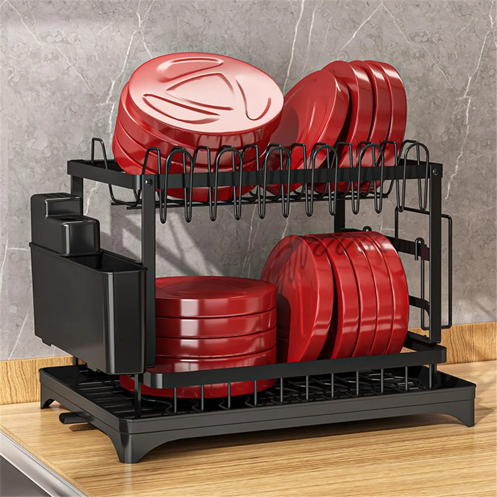 006-WDJ-8018A Kitchen Counter Dish Holder Stand Drying Rack for Knives, Spoons, Forks - Black - 5