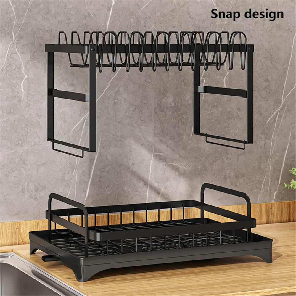 006-WDJ-8018A Kitchen Counter Dish Holder Stand Drying Rack for Knives, Spoons, Forks - Black - 6