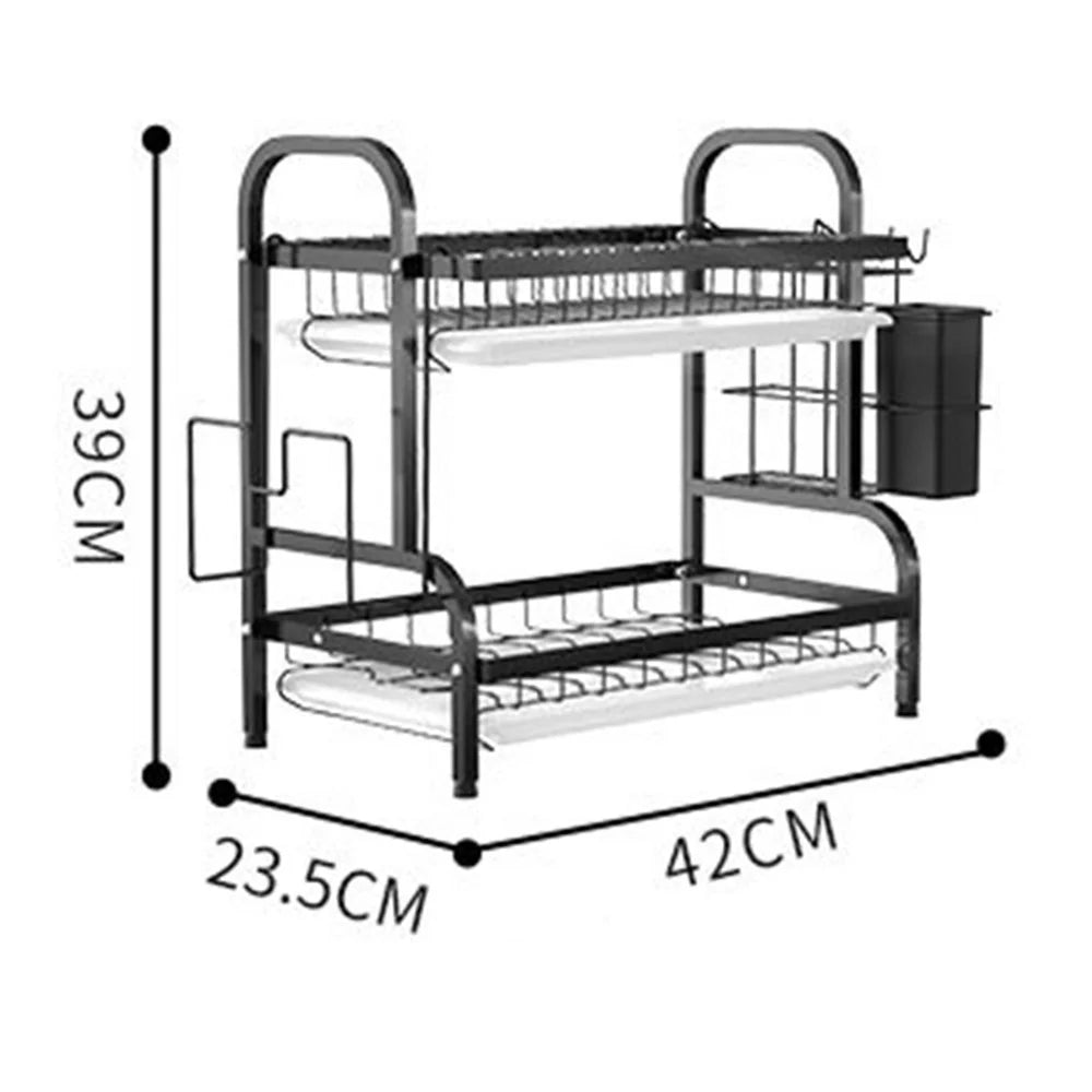 006-6358 Dual-Layer Iron Wire Kitchen Dish Drying Rack Holder Stand for Knives, Bowls - 7