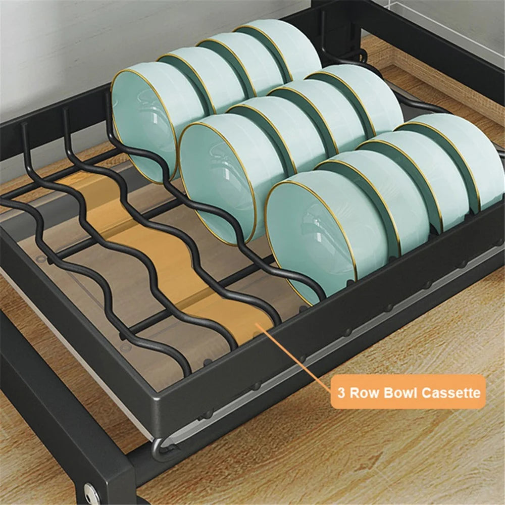 006-WDJ-6788-2BK 2 Tier Dish Drainer Rack Kitchen Countertop Bowl Plate Holder with Drip Tray - 4