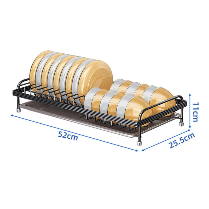 006-WDJ-6890-BK Dish Drying Rack with Drip Tray Kitchen Counter Plate Shelf Holder - 7