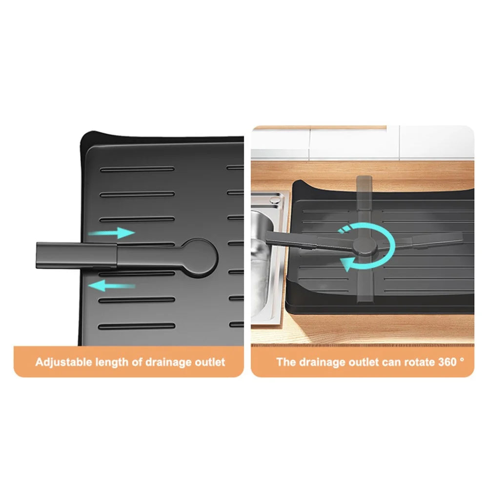 006-WDJ-6958-BK Storage Drain Rack for Kitchen Double-Layer Tableware Folding Container Holder, Black - 2