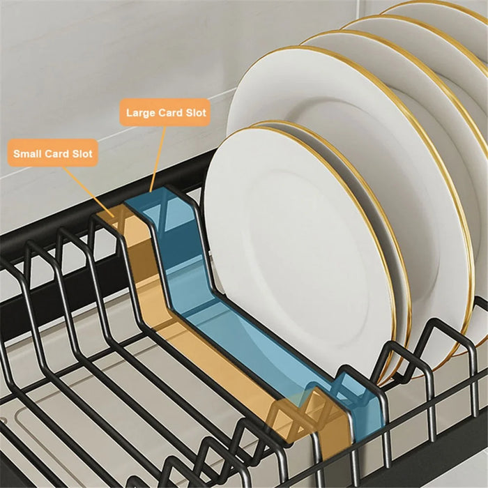 006-WDJ-6790-3BK 3-Tier Dish Drainer Rack with Drip Tray / Utensils Holder Dish Rack for Kitchen Counter - 3