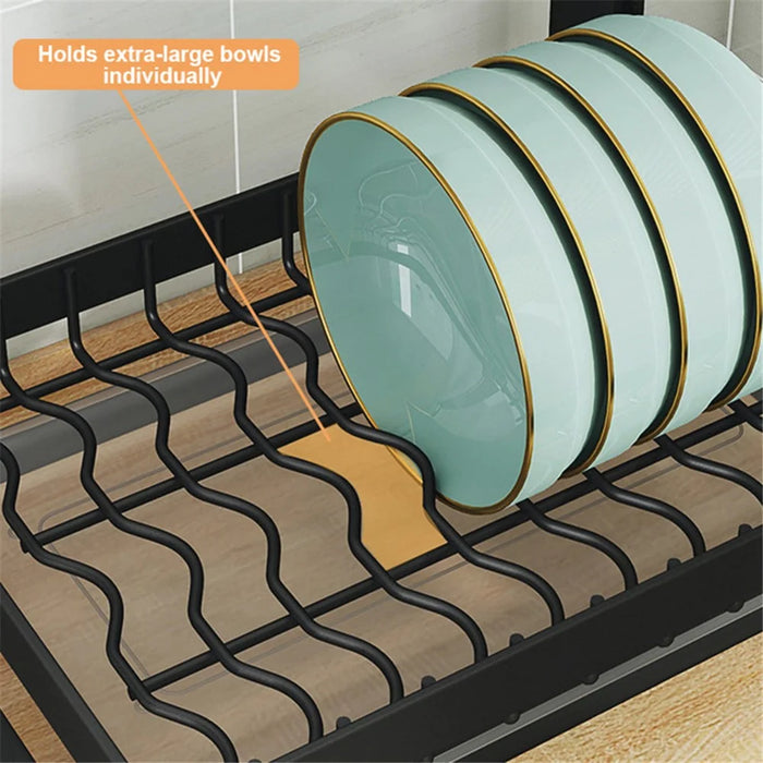 006-WDJ-6790-3BK 3-Tier Dish Drainer Rack with Drip Tray / Utensils Holder Dish Rack for Kitchen Counter - 5
