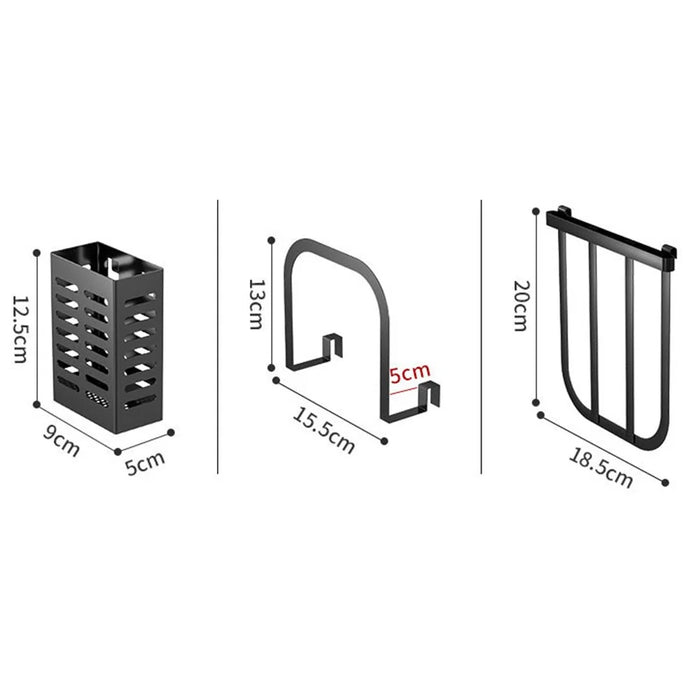 006-6374 3 Tier Spice Rack Stand Metal Kitchen Jar Shelf with Utensil Cutlery Holder - 7