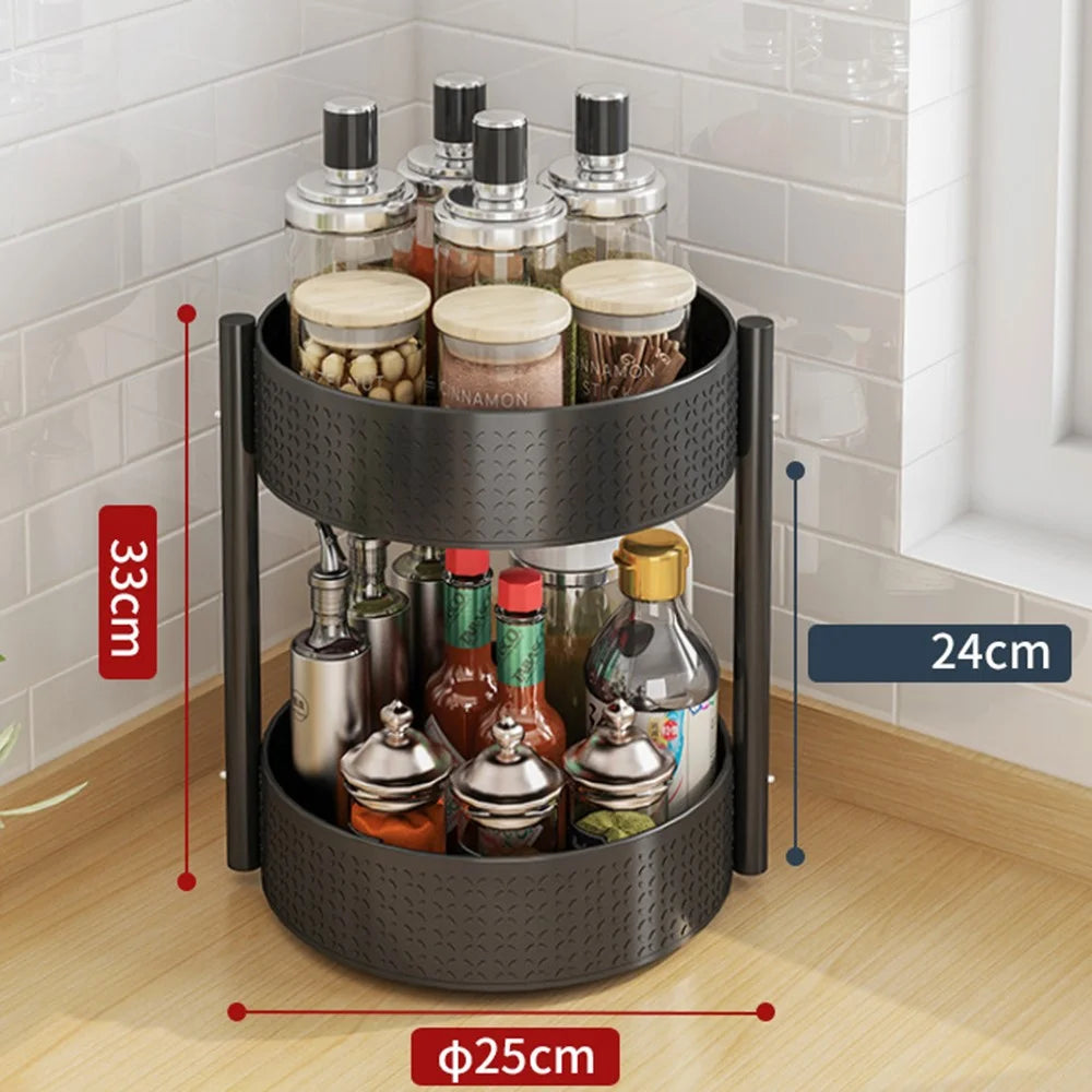 006-10062H 2 Tier Rotating Condiment Holder Kitchen Countertop Spice Shelf Rack - 2