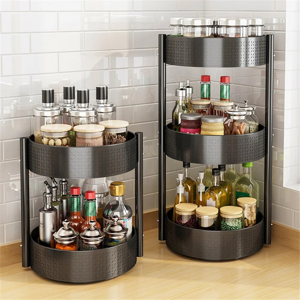 006-10062H 2 Tier Rotating Condiment Holder Kitchen Countertop Spice Shelf Rack - 7