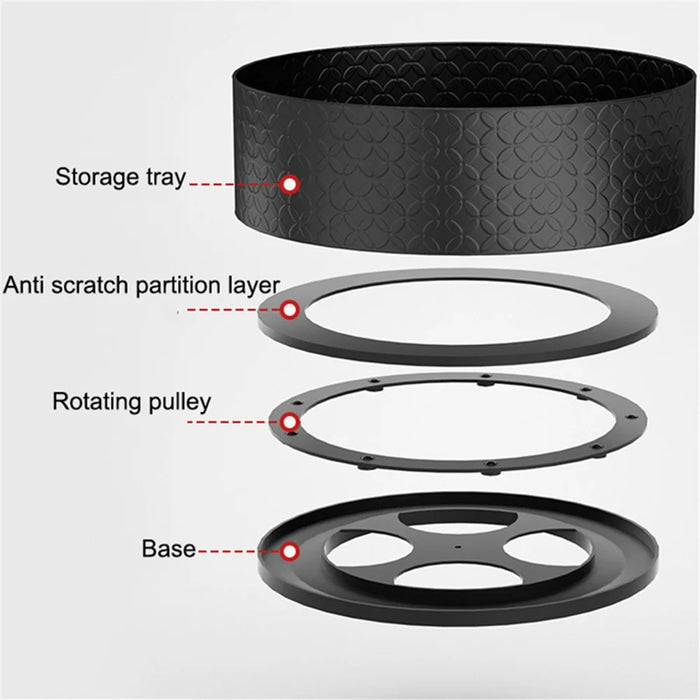 006-10061H Single Layer Turntable Organizer Rotating Spice Rack Metal Lazy Storage Rack for Cabinet, Kitchen, Black - 2