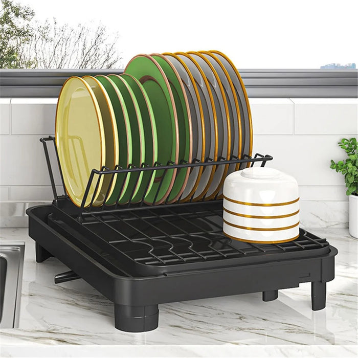 006-WDJ-8026-BK Expandable Dish Drainer Cutlery Cup Plate Rack Holder for Kitchen Countertop, 1 Tier - 5