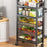 005JGL1047 4-Tier Kitchen Storage Rack with Wheels, Floor-Standing Vegetable Basket - 3 Mesh+1 Tray - 5