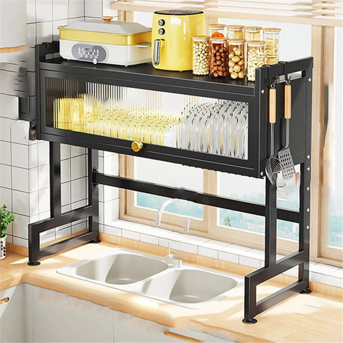 006-SCJ-6838C-95 Kitchen Dish Drying Rack Over The Sink Dish Drainer for Kitchen Storage Counter - Black - 1