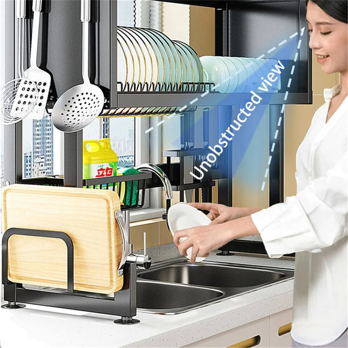 006-SCJ-6838C-95 Kitchen Dish Drying Rack Over The Sink Dish Drainer for Kitchen Storage Counter - Black - 2