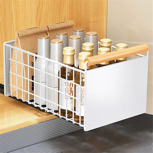 006-ZWJ-70079-WH Slide-Out Kitchen Sink Organizer Rack Storage Holder for Dishes, Spices - 1
