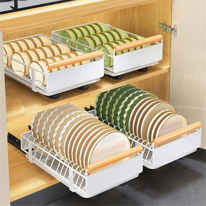 006-ZWJ-70079-WH Slide-Out Kitchen Sink Organizer Rack Storage Holder for Dishes, Spices - 4