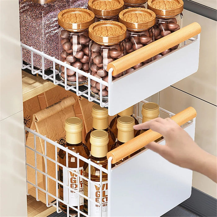 006-ZWJ-70079-WH Slide-Out Kitchen Sink Organizer Rack Storage Holder for Dishes, Spices - 5