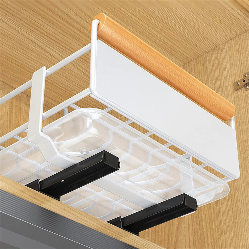 006-ZWJ-70079-WH Slide-Out Kitchen Sink Organizer Rack Storage Holder for Dishes, Spices - 6