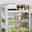 005JGL1038 4-Tier Storage Rack with Wheels, Kitchen Organizer Shelf Stainless Steel Vegetable Basket - 3 Mesh+1 Tray - 4