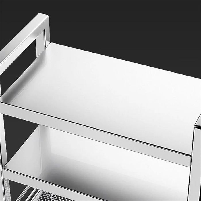 005JGL1038 4-Tier Storage Rack with Wheels, Kitchen Organizer Shelf Stainless Steel Vegetable Basket - 3 Mesh+1 Tray - 7