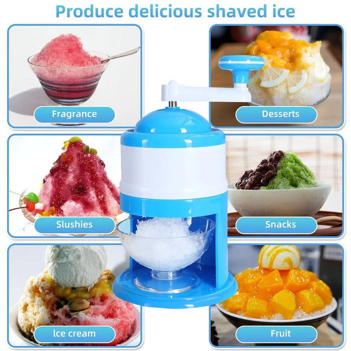Home Mini Manual Snow Cone Hand Crank Ice Crusher Grinding Machine (BPA-Free, No FDA Certified) - 2