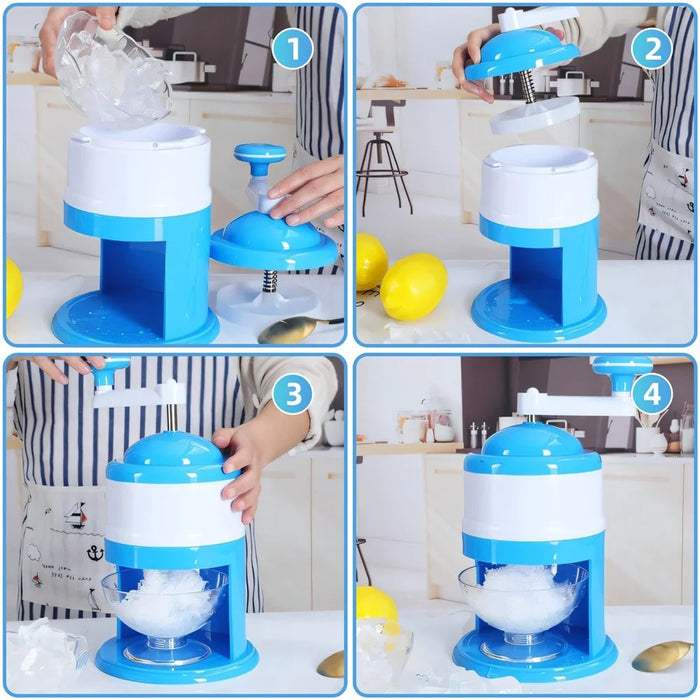Home Mini Manual Snow Cone Hand Crank Ice Crusher Grinding Machine (BPA-Free, No FDA Certified) - 4