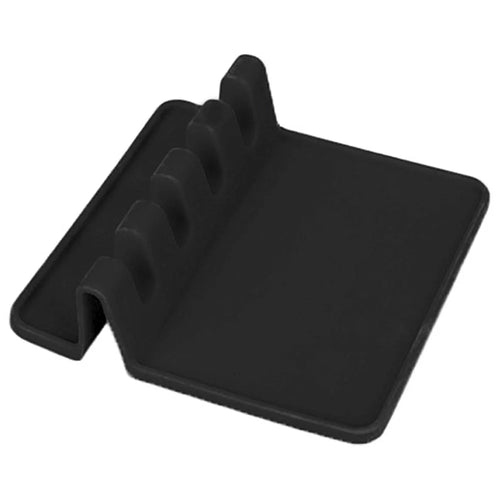 Kitchen Stovetop Silicone Utensil Rest Holder Rack for Spatula, Spoon (BPA-Free, No FDA) - Black - 1