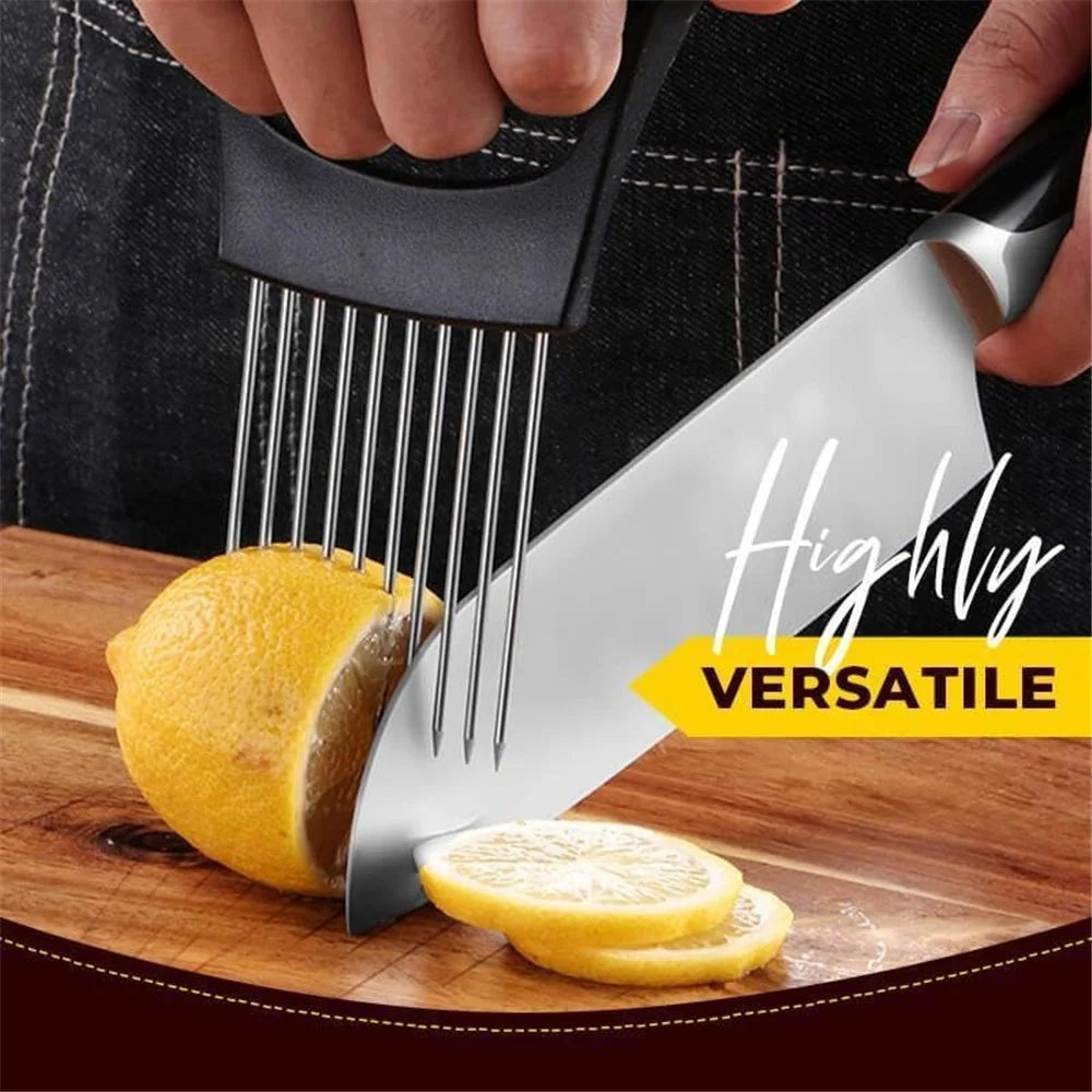 Meat Holder for Slcing Onion Slicer Stainless Steel Needle Tenderizer Vegetable Slicing Assistant Tool (No FDA, BPA-Free) - 2