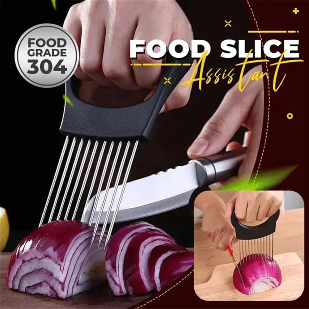 Meat Holder for Slcing Onion Slicer Stainless Steel Needle Tenderizer Vegetable Slicing Assistant Tool (No FDA, BPA-Free) - 6