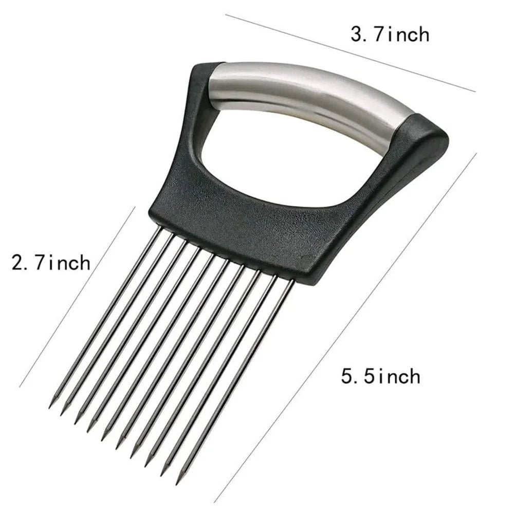 Meat Holder for Slcing Onion Slicer Stainless Steel Needle Tenderizer Vegetable Slicing Assistant Tool (No FDA, BPA-Free) - 7