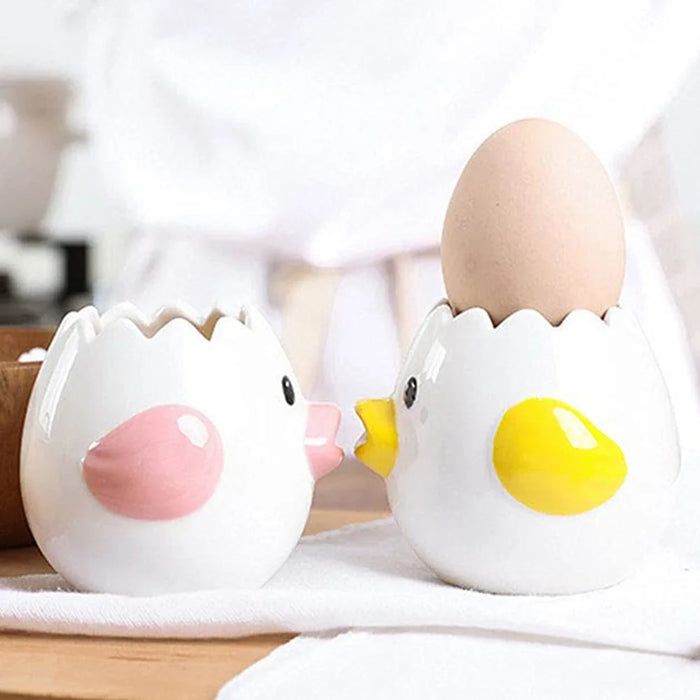 Cartoon Egg White and Yolk Separator Ceramic Egg Divider Filter Kitchen Tool (No FDA, BPA-Free) - Yellow - 3
