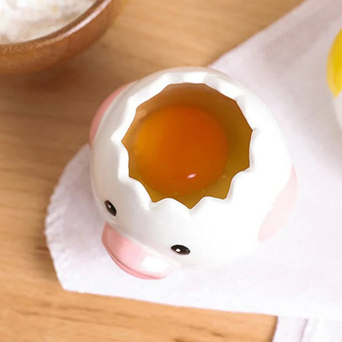 Cartoon Egg White and Yolk Separator Ceramic Egg Divider Filter Kitchen Tool (No FDA, BPA-Free) - Yellow - 4
